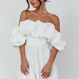 Kailynn Off-Shoulder A-Line Mini Dress White