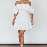 Kailynn Off-Shoulder A-Line Mini Dress White