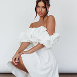 Kailynn Off-Shoulder A-Line Mini Dress White