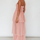 Haeven Tiered Strapless Maxi Dress Blush