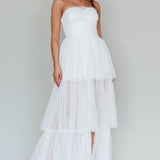 Haeven Tiered Strapless Maxi Dress White