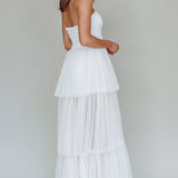 Haeven Tiered Strapless Maxi Dress White