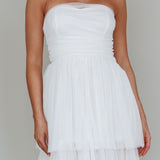 Haeven Tiered Strapless Maxi Dress White