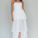 Haeven Tiered Strapless Maxi Dress White