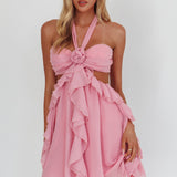 Santiago Cut-Out Ruffle Mini Dress Blush