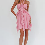 Santiago Cut-Out Ruffle Mini Dress Blush