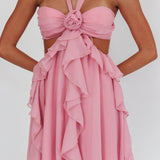 Santiago Cut-Out Ruffle Mini Dress Blush