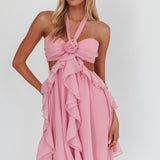 Santiago Cut-Out Ruffle Mini Dress Blush