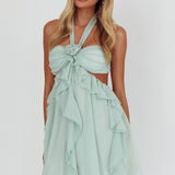 Santiago Cut-Out Ruffle Mini Dress Sage