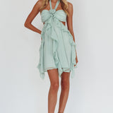Santiago Cut-Out Ruffle Mini Dress Sage