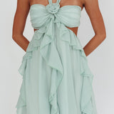 Santiago Cut-Out Ruffle Mini Dress Sage
