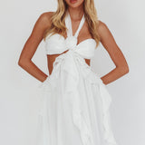 Santiago Cut-Out Ruffle Mini Dress White