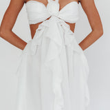 Santiago Cut-Out Ruffle Mini Dress White