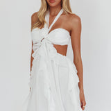 Santiago Cut-Out Ruffle Mini Dress White