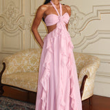 Santiago Cut-Out Ruffle Maxi Dress Blush