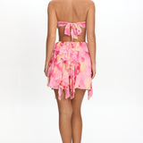 Santiago Cut-Out Ruffle Mini Dress Print Pink