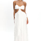 Santiago Cut-Out Ruffle Dress Lace White