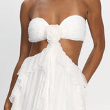 Santiago Cut-Out Ruffle Dress Lace White