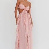 Santiago Cut-Out Ruffle Maxi Dress Blush