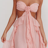 Santiago Cut-Out Ruffle Maxi Dress Blush