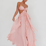 Santiago Cut-Out Ruffle Maxi Dress Blush