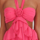 Santiago Cut-Out Ruffle Maxi Dress Fuchsia