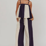 Dream Girl Contrast Wide Leg Pant Midnight