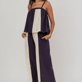 Dream Girl Contrast Wide Leg Pant Midnight