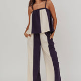 Dream Girl Contrast Wide Leg Pant Midnight