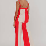 Dream Girl Contrast Wide Leg Pant Tomato Red