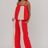 Dream Girl Contrast Wide Leg Pant Tomato Red