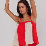 Dream Girl Braided Strap Contrast Top Tomato Red