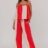 Dream Girl Braided Strap Contrast Top Tomato Red