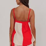 Dream Girl Braided Strap Contrast Top Tomato Red