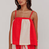Dream Girl Braided Strap Contrast Top Tomato Red