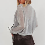 Kali Metallic Knit Cardigan Silver