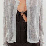 Kali Metallic Knit Cardigan Silver