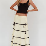Tunnel Of Love Contrast Bow A-Line Maxi Skirt Natural