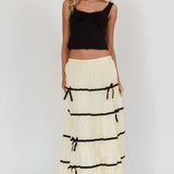 Tunnel Of Love Contrast Bow A-Line Maxi Skirt Natural
