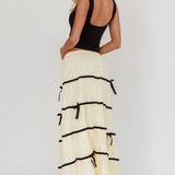 Tunnel Of Love Contrast Bow A-Line Maxi Skirt Natural