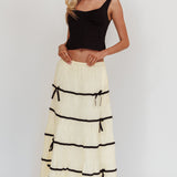 Tunnel Of Love Contrast Bow A-Line Maxi Skirt Natural