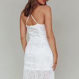 Ayanthi Fringe Hem Mini Dress Pearl
