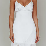 Ayanthi Fringe Hem Mini Dress Pearl