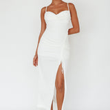 Samba Night Drawstring Ruched Midi Dress White