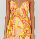 Happy Thoughts Tied Shoulder Romper Yellow Multi