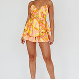 Happy Thoughts Tied Shoulder Romper Yellow Multi