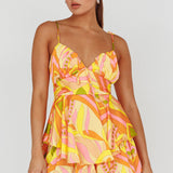 Happy Thoughts Tied Shoulder Romper Yellow Multi