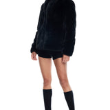 LIONESS Bada Bing Faux Fur Jacket Onyx