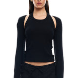 LIONESS Sculpted Long Sleeve Tank Top Onyx