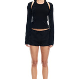 LIONESS Sculpted Long Sleeve Tank Top Onyx